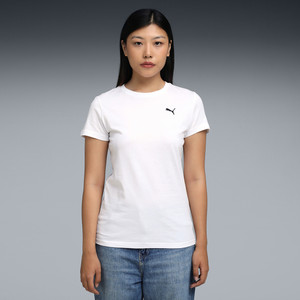 PUMA Solid Women Round Neck White T-Shirt