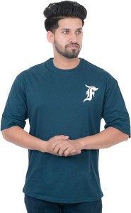 E-MAX Typography Men Round Neck Blue T-Shirt