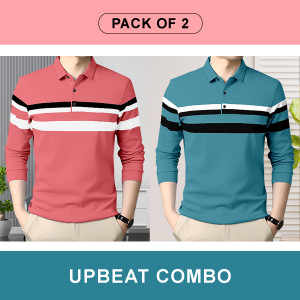 आस्क पुरुषों के लिए पोलो नेक कलर ब्लॉक बेज, गहरा हरा टी-शर्ट