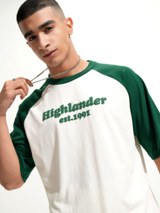 HIGHLANDER Printed Men Round Neck White T-Shirt