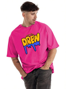 Leotude Printed Men Round Neck Pink T-Shirt