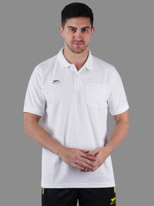 Shiv Naresh Self Design Men Polo Neck White T-Shirt