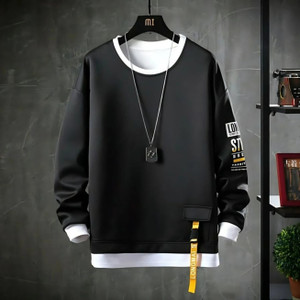 Autna Solid Men Round Neck Black T-Shirt