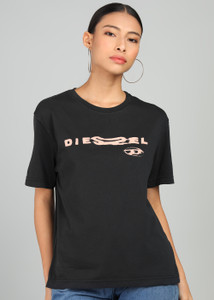 DIESEL Printed Women Round Neck Black T-Shirt - Buy DIESEL DIESEL Printed Women Round Neck Black T-Shirt - Buy DIESEL