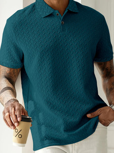 KAJARU Self Design Men Polo Neck Dark Green T-Shirt