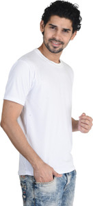 HAWAI Solid Men Round Neck White T-Shirt