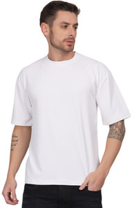 Jaswear Solid Men Round Neck White T-Shirt