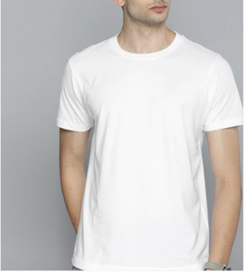 KAEZRI Solid Men Round Neck White T-Shirt