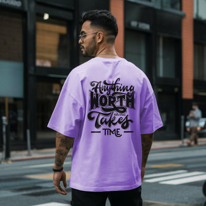 Sahuone Graphic Print Men Round Neck Purple T-Shirt