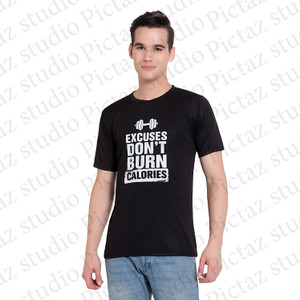 JOREN Typography Men Round Neck Black T-Shirt
