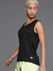 HRX by Hrithik Roshan Solid Women Round Neck Black T-Shirt