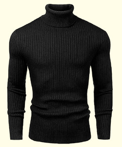 Plus91 Striped Men High Neck Black T-Shirt