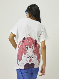 BEWAKOOF Printed Women Round Neck White T-Shirt