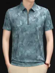 ENDGAME Tie & Dye Men Zip Neck Blue T-Shirt