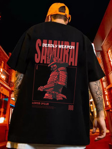 BUKKL Printed Men Round Neck Black T-Shirt