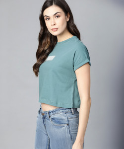 Roadster Solid Women Round Neck Blue T-Shirt