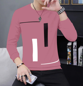 JUGULAR Printed Men Round Neck Pink T-Shirt