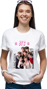 Renowned Printed Women Round Neck White T-Shirt