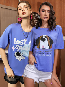 Christy World Typography Women Round Neck Multicolor T-Shirt