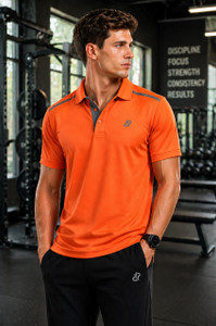 RF Raves Printed Men Polo Neck Orange T-Shirt