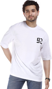 E-MAX Typography Men Round Neck White T-Shirt
