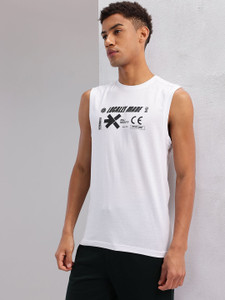 HRX by Hrithik Roshan Printed Men Round Neck White T-Shirt