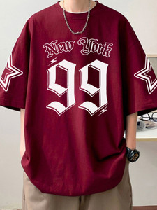 Cool Plus Printed Men Round Neck Maroon T-Shirt