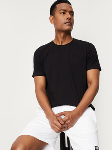 MAX Solid Men Round Neck Black T-Shirt - Image 6