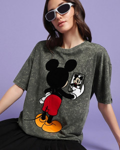 BEWAKOOF Graphic Print Women Round Neck Grey T-Shirt