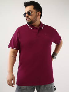 Urbano Plus Solid Men Polo Neck Maroon T-Shirt