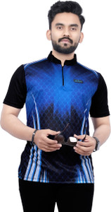 dhaari by unique creation Printed Men Mandarin Collar Navy Blue T-Shirt