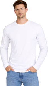 HarshXWear Solid Men Round Neck White T-Shirt