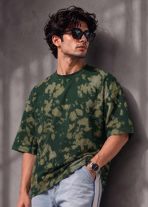 BEING WANTED Tie & Dye Men Round Neck Green T-Shirt