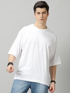 THE HOLLANDER Solid Men Round Neck White T-Shirt