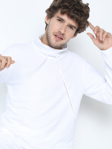 KETCH Solid Men High Neck White T-Shirt
