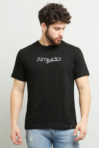 ALMUDA Solid Men Round Neck Black T-Shirt