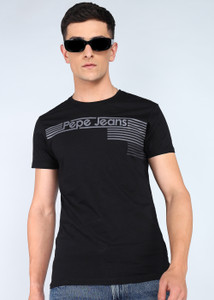Pepe Jeans Graphic Print Men Round Neck Black T-Shirt