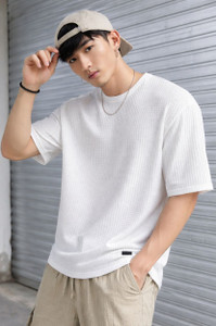 KAJARU TEES Solid Men Round Neck White T-Shirt