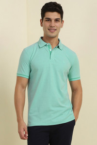 Allen Solly Solid Men Polo Neck Green T-Shirt