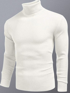 GARBLY Self Design Men Turtle Neck Silver T-Shirt