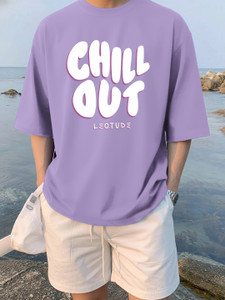 Leotude Purple Printed Round Neck T-Shirt - Image 5