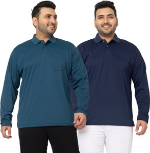 YHA Printed Men Polo Neck Dark Blue T-Shirt