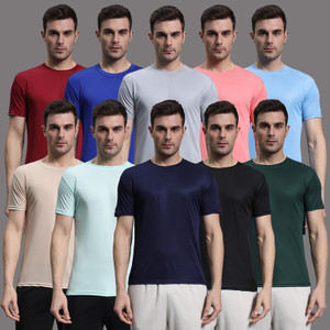 InkTees Solid Men Round Neck Multicolor T-Shirt