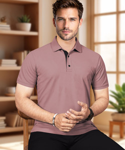 वेबनॉर पुरुषों के लिए पोलो नेक सॉलिड बेज टी-शर्ट