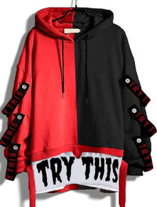 Try This Colorblock Men Hooded Neck Red T-Shirt