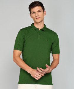 Louis Philippe Sport Solid Men Polo Neck Green T-Shirt