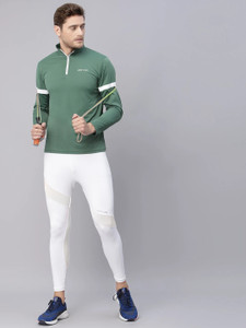 JUMP USA Solid Men High Neck Green T-Shirt