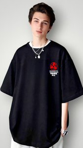 ZENTIK Printed Men Round Neck Black T-Shirt