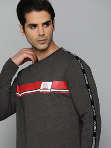 SLAZENGER Sporty Men Round Neck Grey T-Shirt