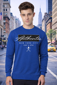 RAE ZONE Typography, Graphic Print Men Round Neck Blue T-Shirt